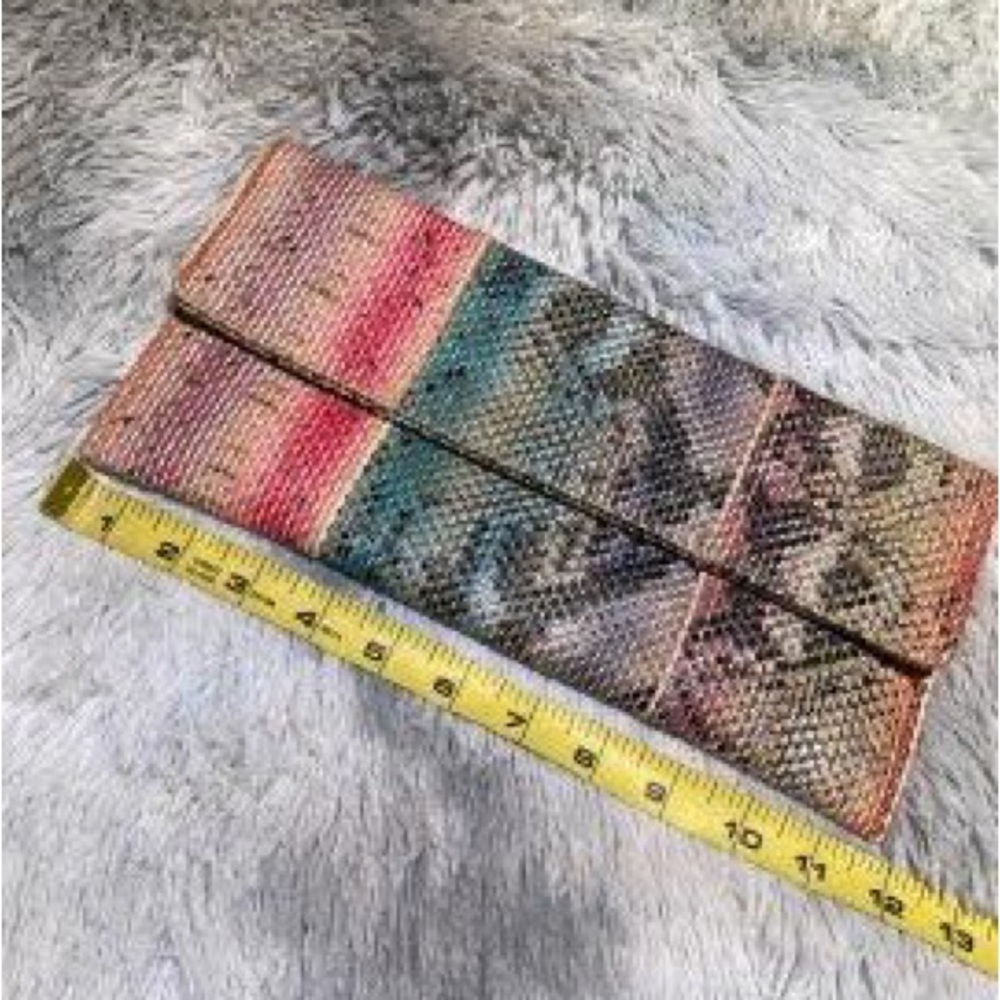 Woven Reptile Print Multicolored Clutch w/ Removable Strap - Picture 6 of 10